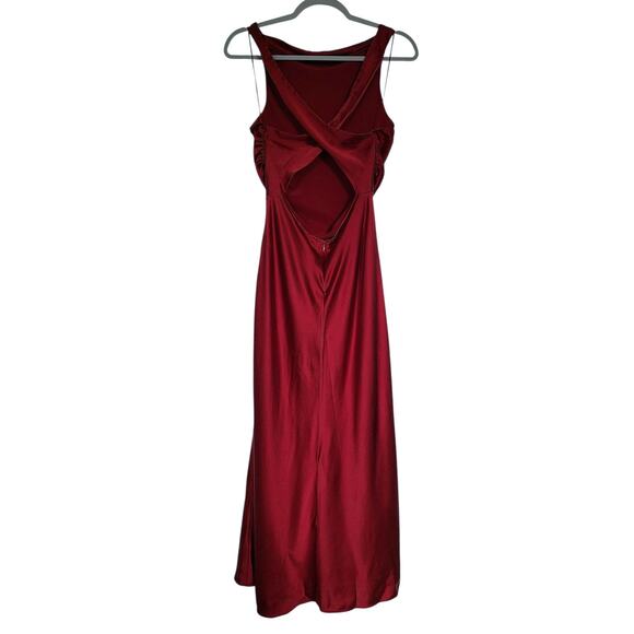 Reformation Sangria Silk Casette Dress Red Satin Cowl Neck Midi Size 10 P - Picture 8 of 10